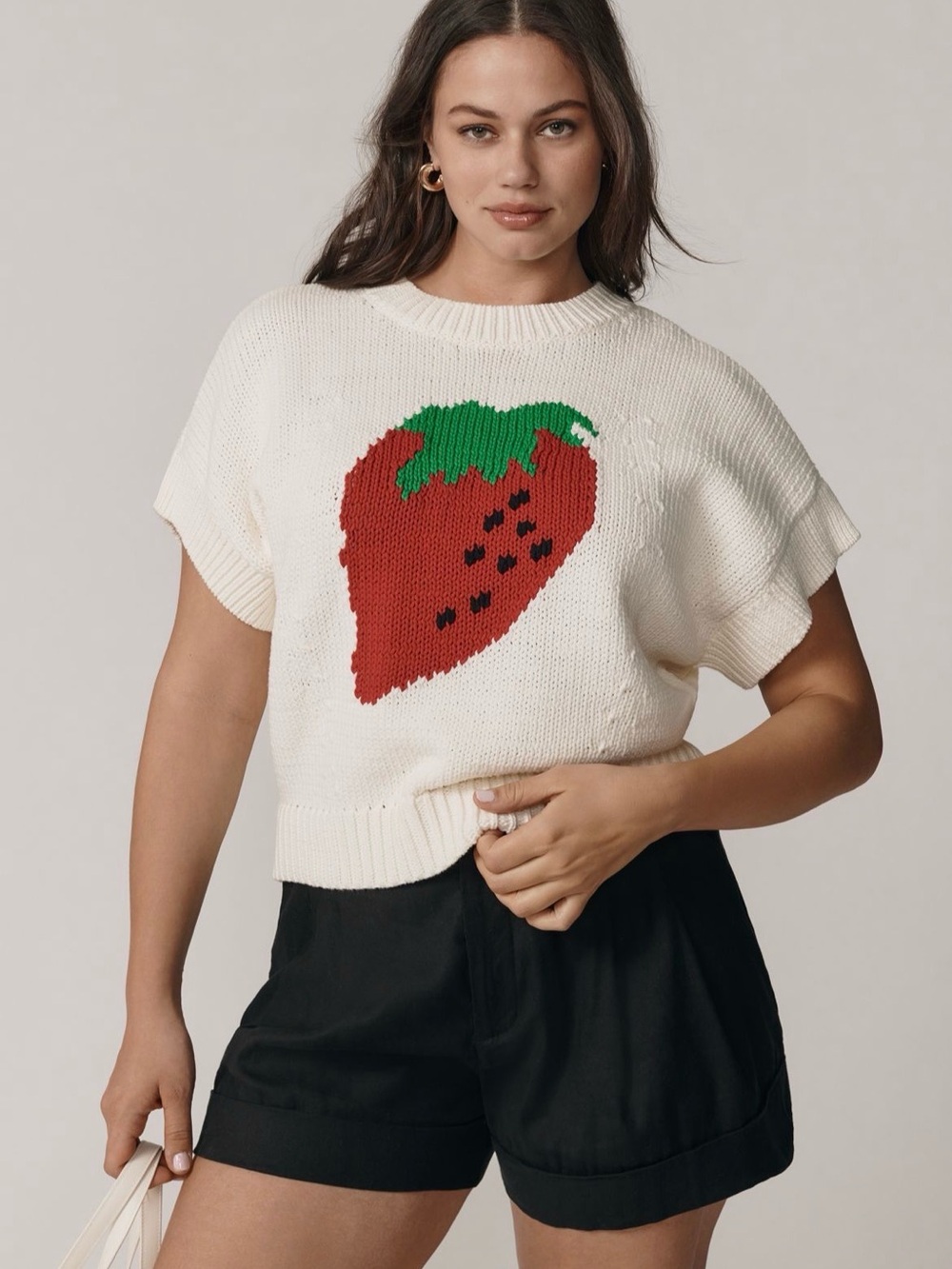 Maeve Anthropologie Pippa Strawberry Cap Sleeve Sweater
